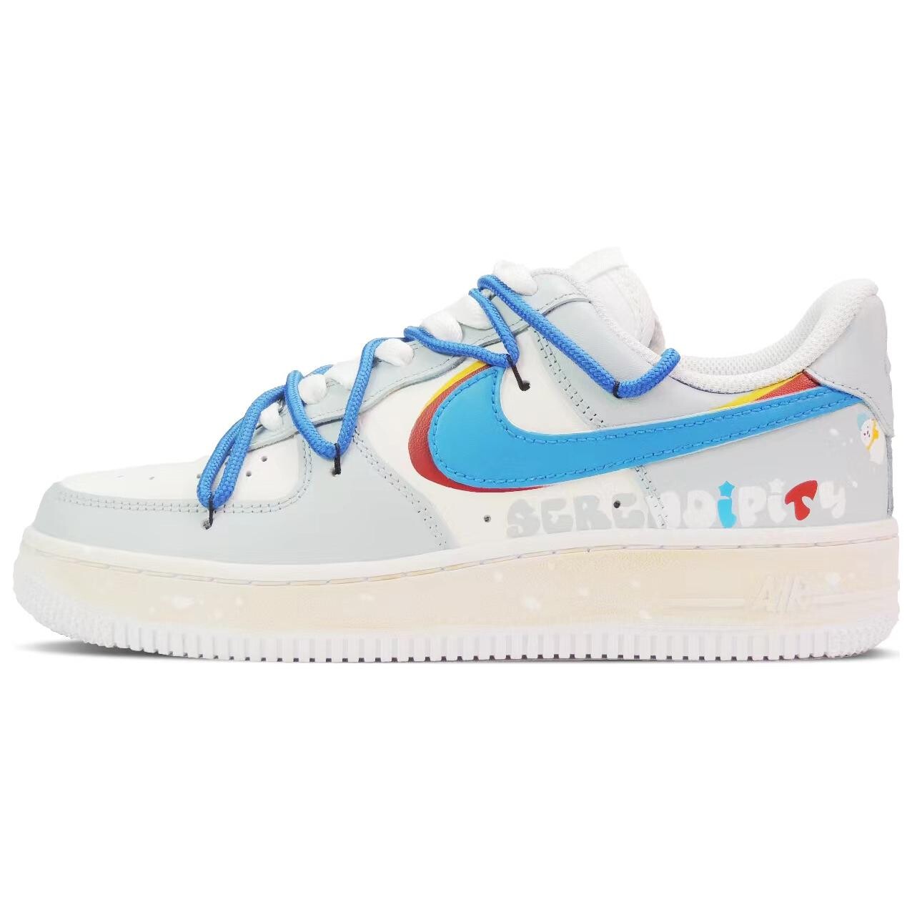 

Кроссовки Nike Air Force 1 Skateboarding Shoes Women's Low-top Blue/White, слоновая кость, Бежевый, Кроссовки Nike Air Force 1 Skateboarding Shoes Women's Low-top Blue/White, слоновая кость