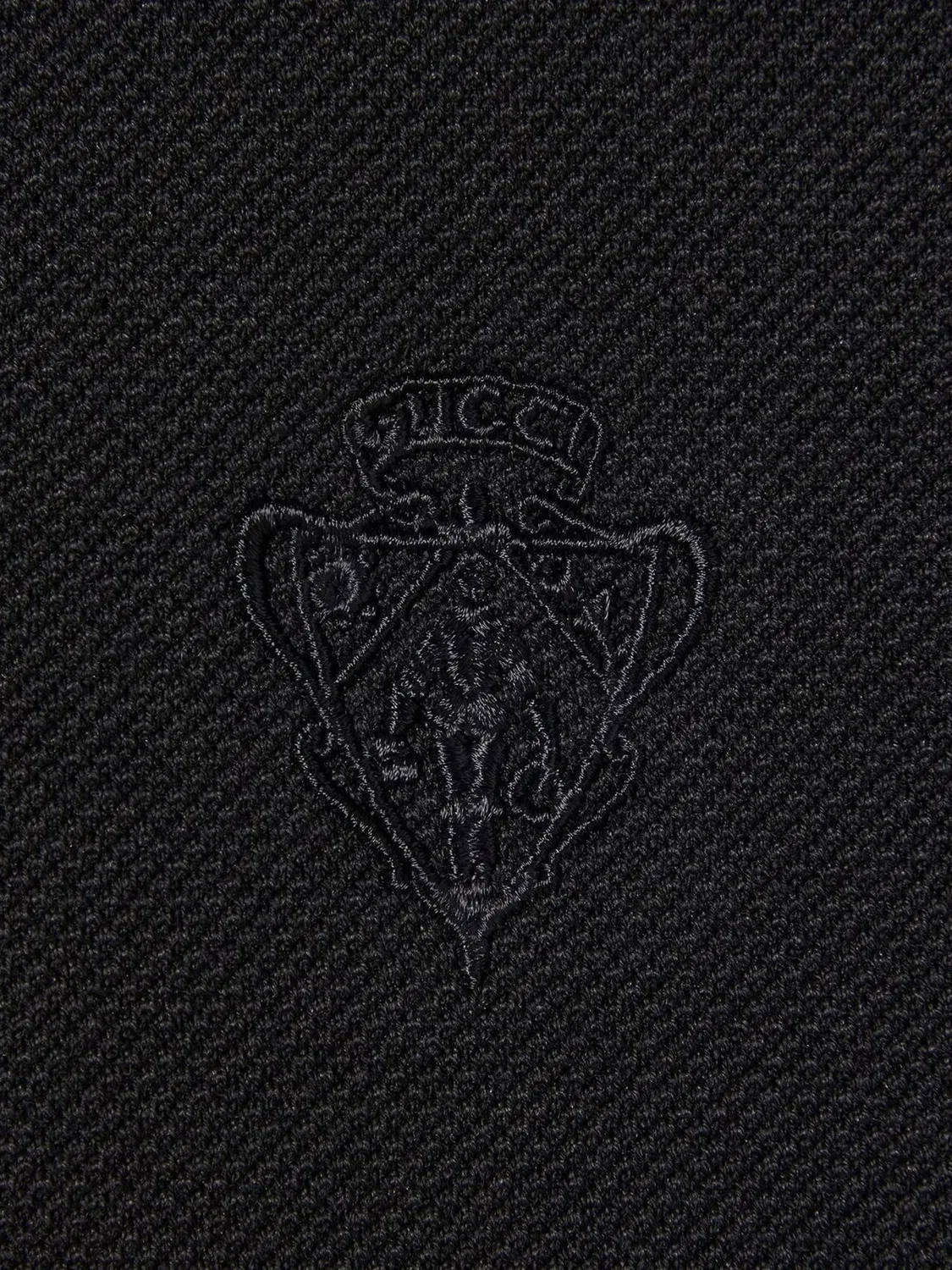 Рубашка Gucci с вышивкой, короткие рукава, воротник поло, черный — фото 3