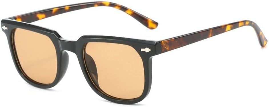 

Мужские солнцезащитные очки Square Rivets с градиентным переходом цвета, защита от ультрафиолета UV400, женские солнцезащитные очки в стиле ретро, ​​панк, леопардовый принт SKFGNX, Black Champagne