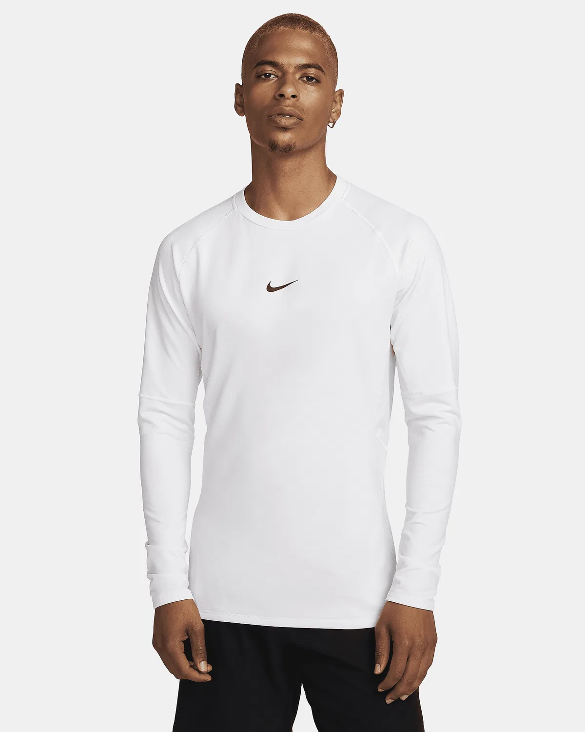Мужская длинная футболка Nike Pro Warm, White/Black