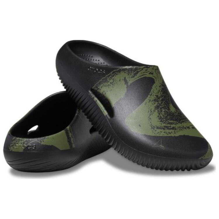 Противоскользящие, износостойкие, удобные и универсальные тапочки ROA x Crocs для мужчин и женщин, черного и зеленого цвета., Black/Green — фото 4