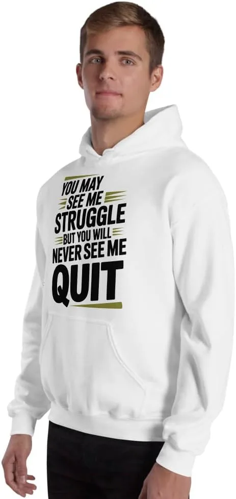 Толстовка унисекс с мотивационной надписью You Will Never See Me Quit Generic, белый — фото 4