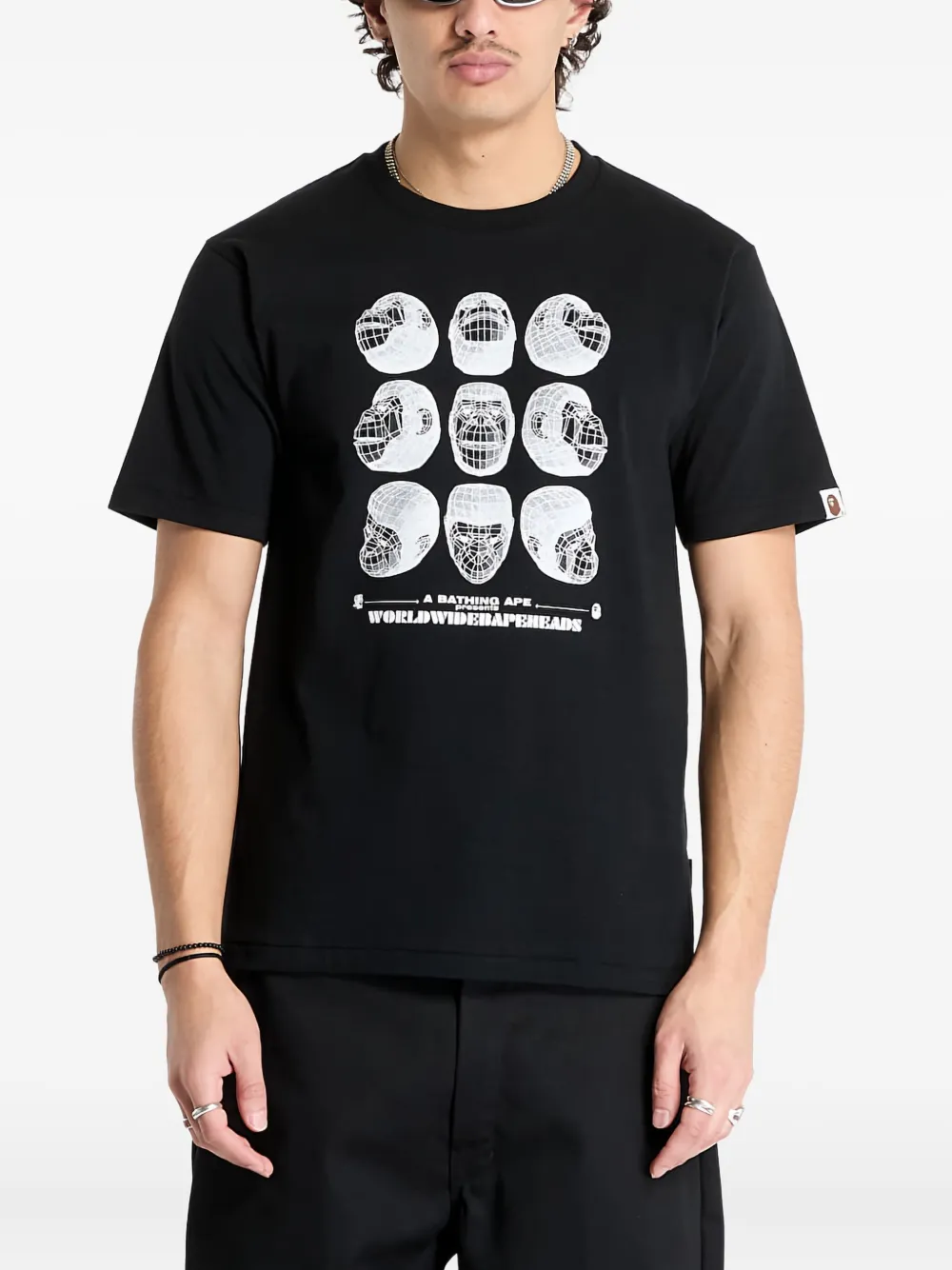 

Футболка с принтом Polygon Ape Head A BATHING APE, черный