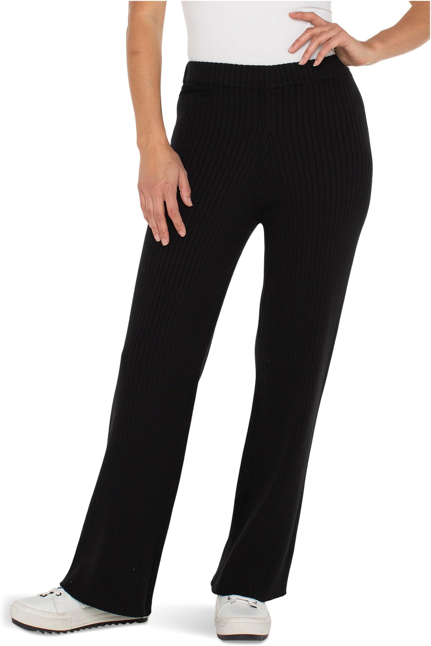 

Брюки Liverpool Los Angeles Mid-Rise Pull-On Wide Leg Sweater Pants, Black