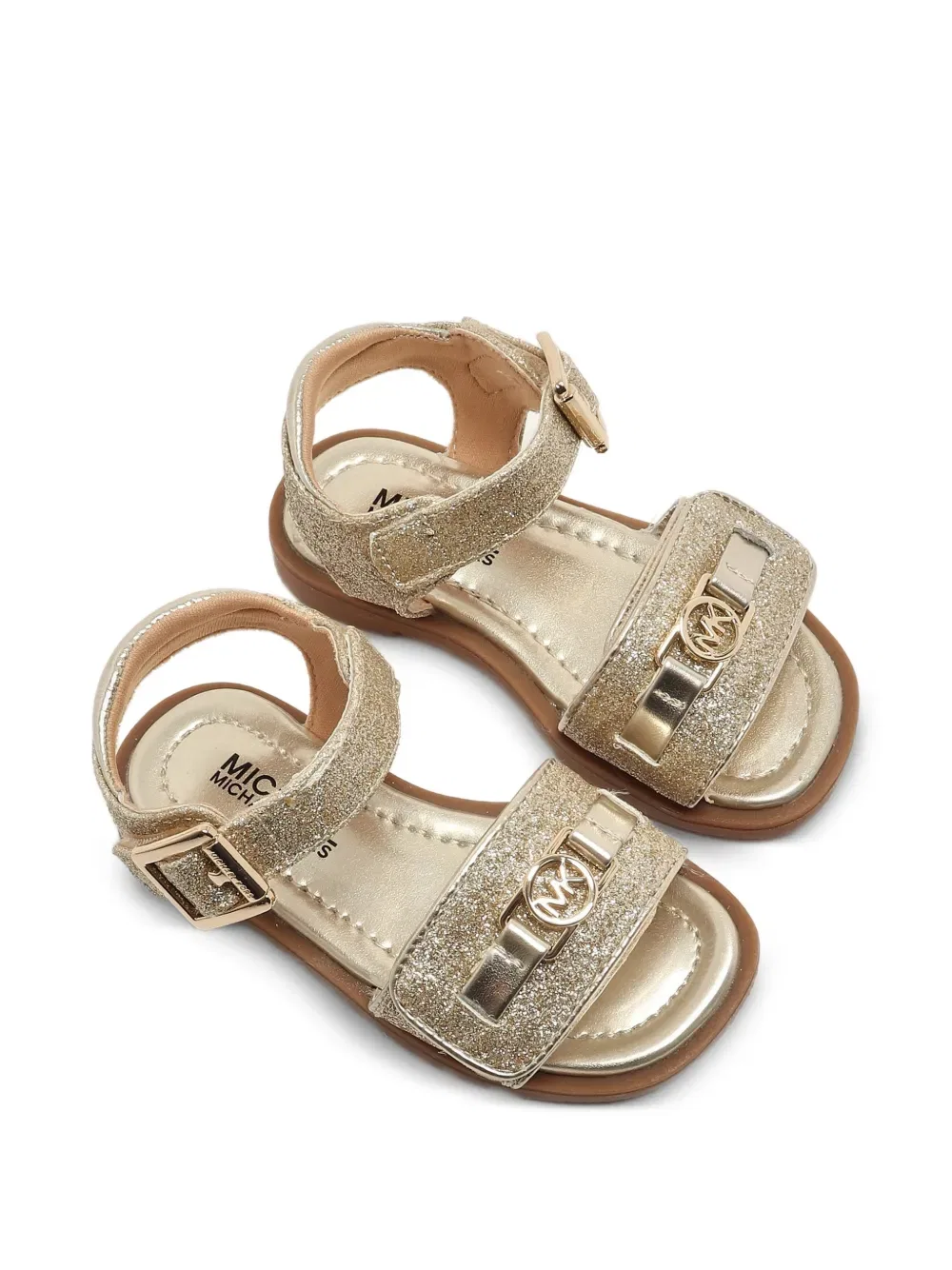 Сандалии с ремешками, блестящими на ощупь Michael Kors Kids, золотой — фото 2