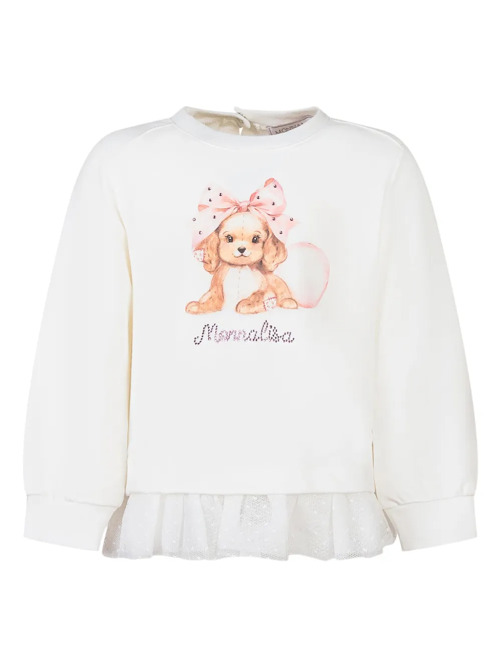 

Украшенный свитшот с щенком Monnalisa, белый