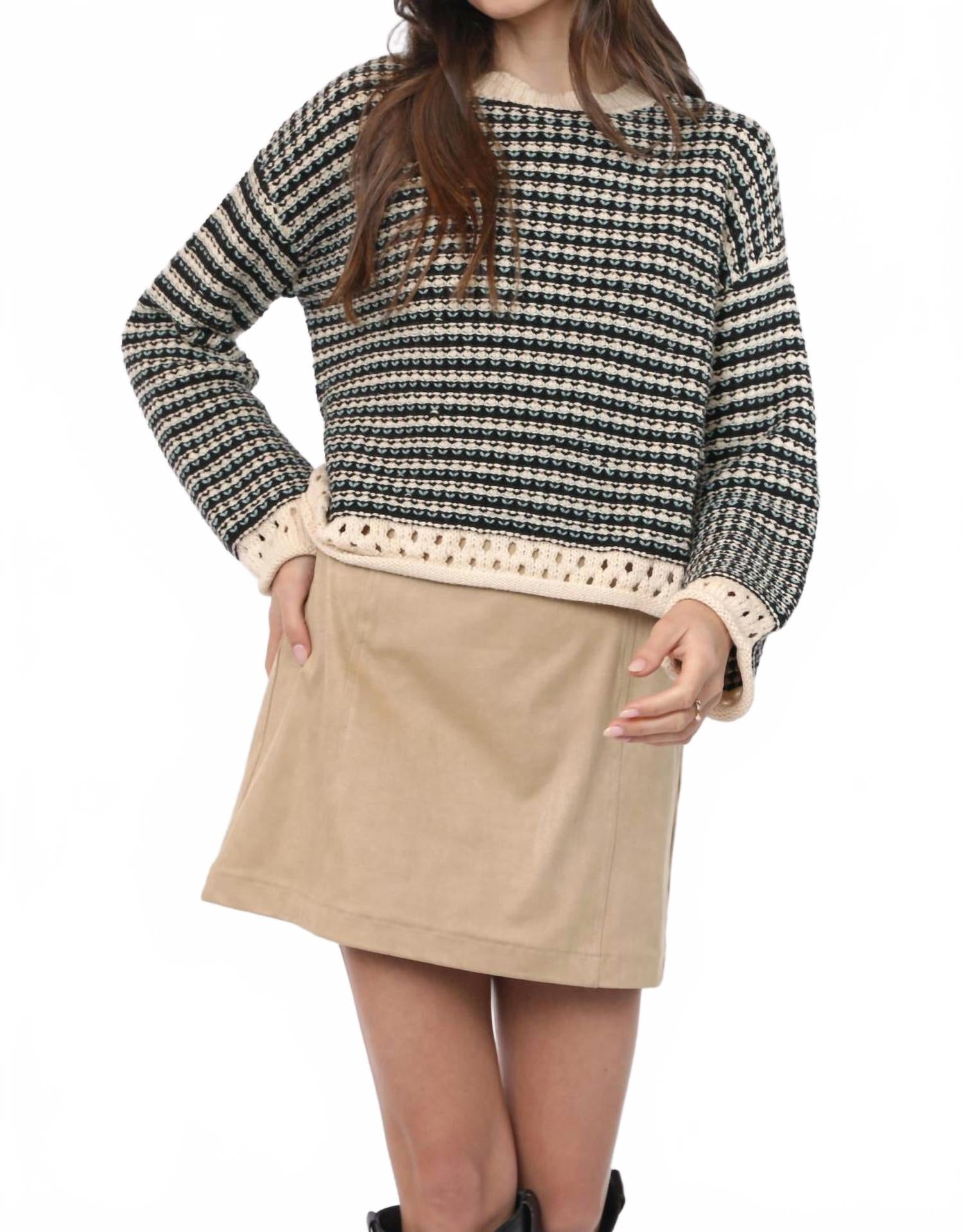 

Свитер Samantha Stripes черного цвета с рисунком мульти Sadie & Sage, Black Multi
