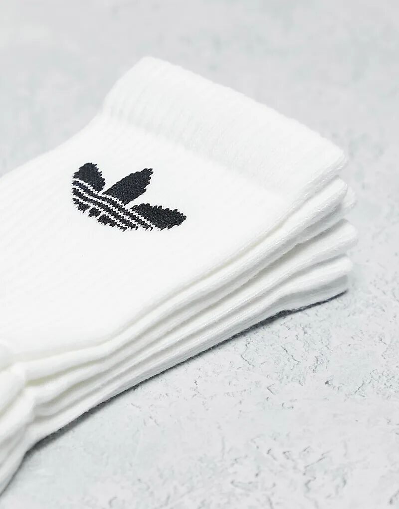 Носки Adidas Originals Trefoil, 3 пары, белые — фото 2