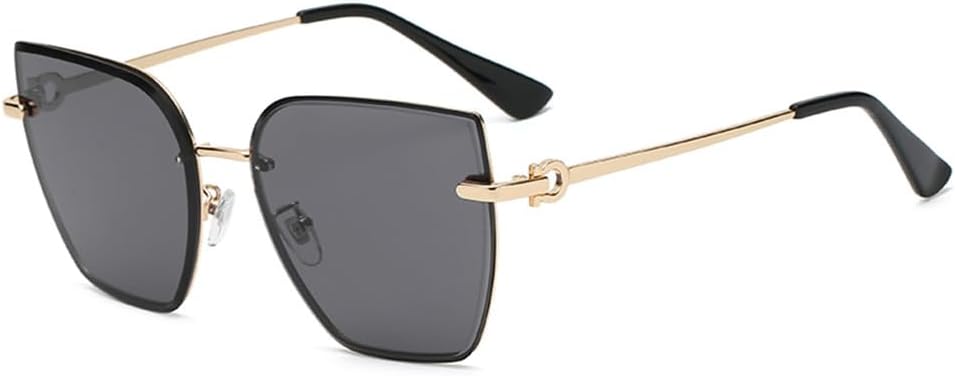 

Солнцезащитные очки UV400 с защитой от ультрафиолета - без оправы "кошачий глаз" с градиентным металлическим покрытием, подходят для женщин и мужчин, для бега и занятий спортом на открытом воздухе UYPTK, Black