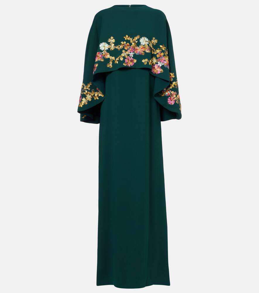 

Платье из крепа с капюшоном и декором Costarellos, Dark Green