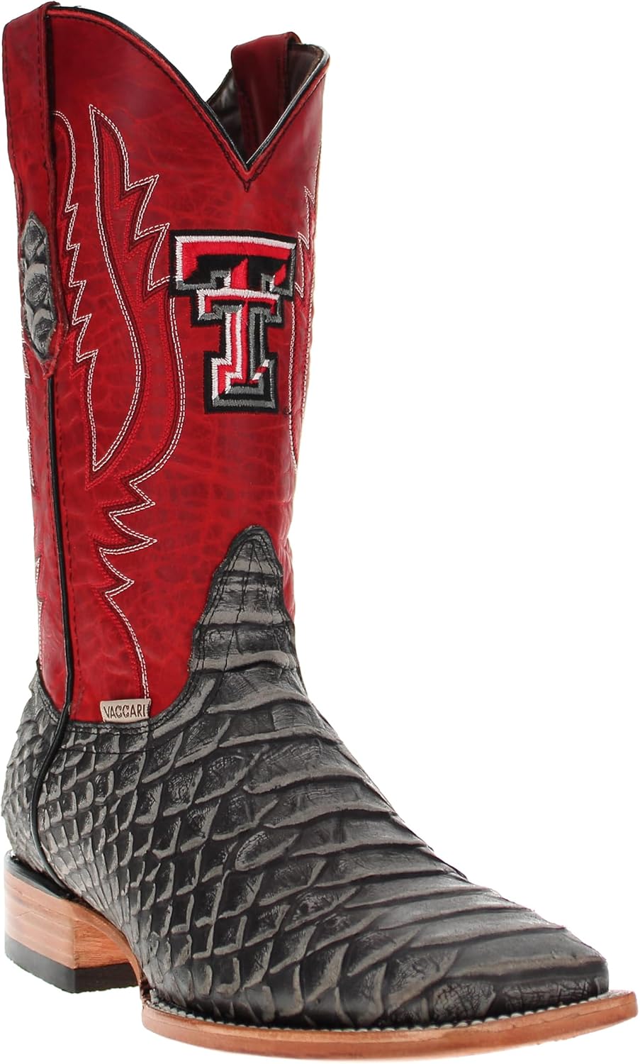 

Мужские ковбойские сапоги Vaccari Cooper с квадратным носком из натуральной кожи с экзотическим принтом и вышивкой лиги NCAA, 7 Texas Tech Red Raiders