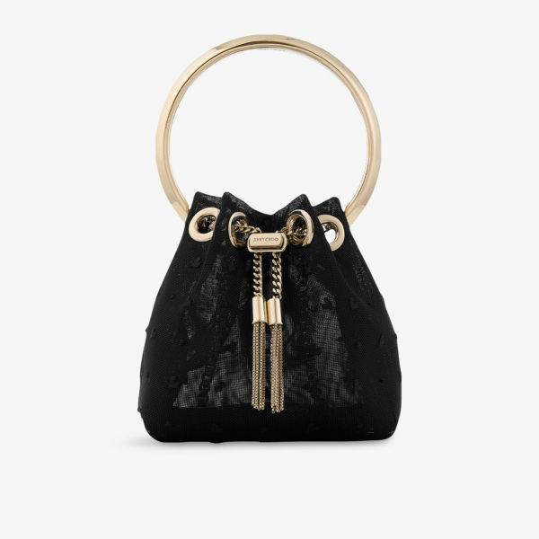 

Мини-сумка Jimmy Choo Micro bon bon в сетку с горошком и сердечками, мультиколор