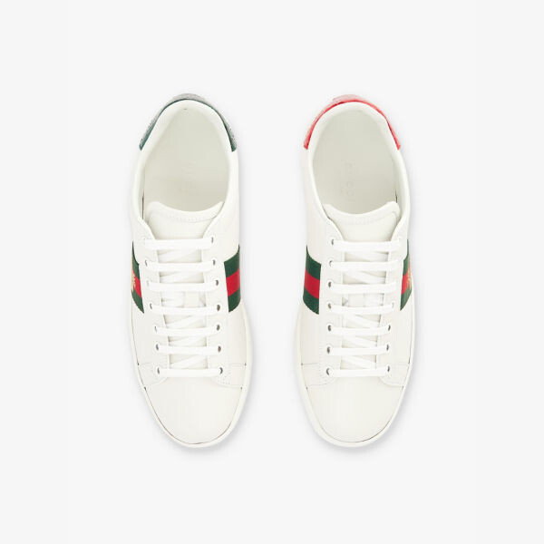 Кроссовки из кожи с вышивкой в виде пчелы Ace Gucci, белый — фото 2