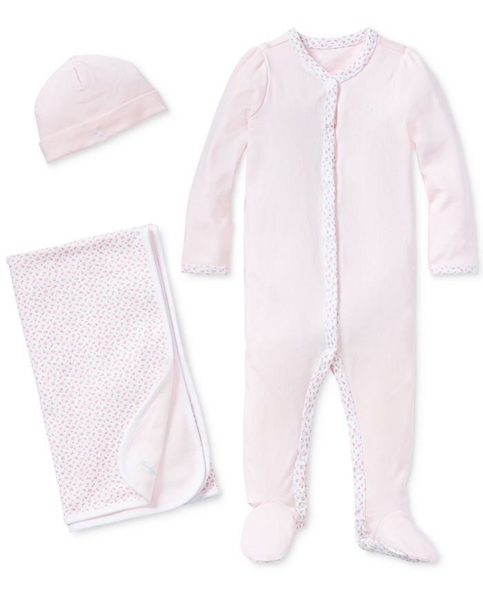 

Набор для новорожденного Baby Girls Coming Up Roses Polo Ralph Lauren, розовый