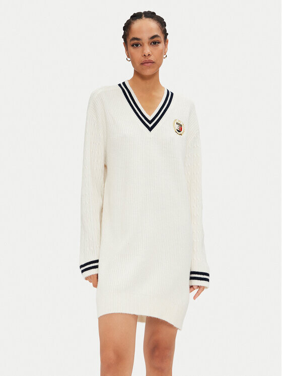 

Трикотажное платье свободного кроя Tommy Jeans, экрю