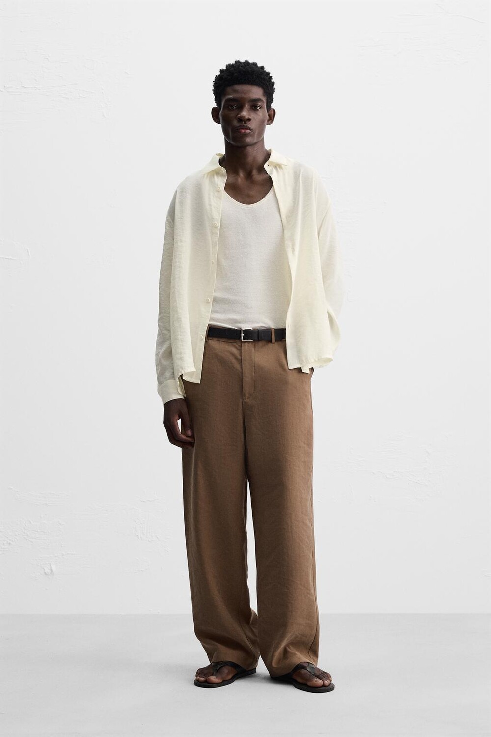 

Прямые струйные брюки ZARA, цвет peach