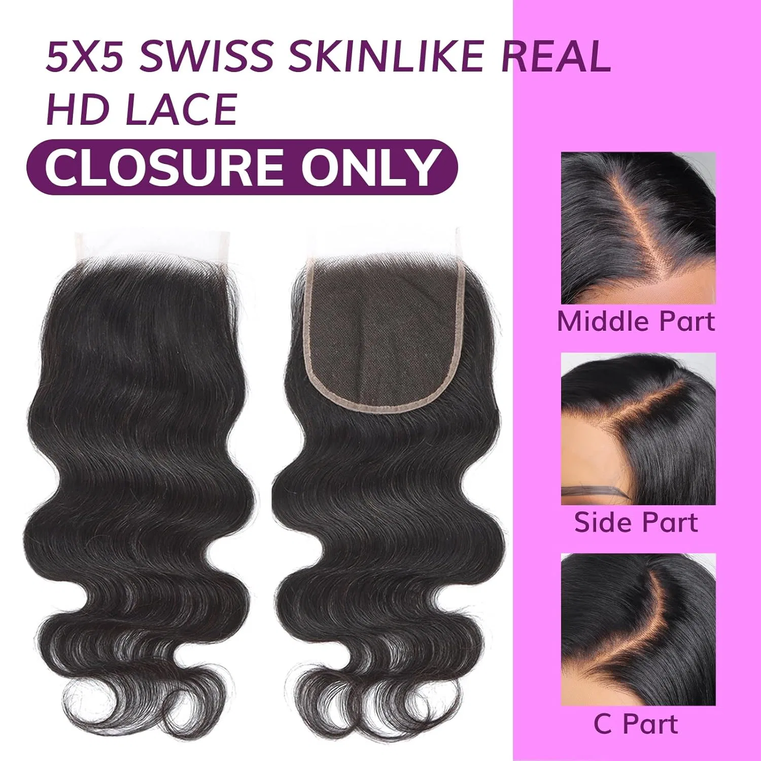 Накладные волосы IDN BEAUTY Skin Like HD 5X5 Lace Closure Body Wave Idn Beauty, #5X5 Natural Black Bw — фото 2