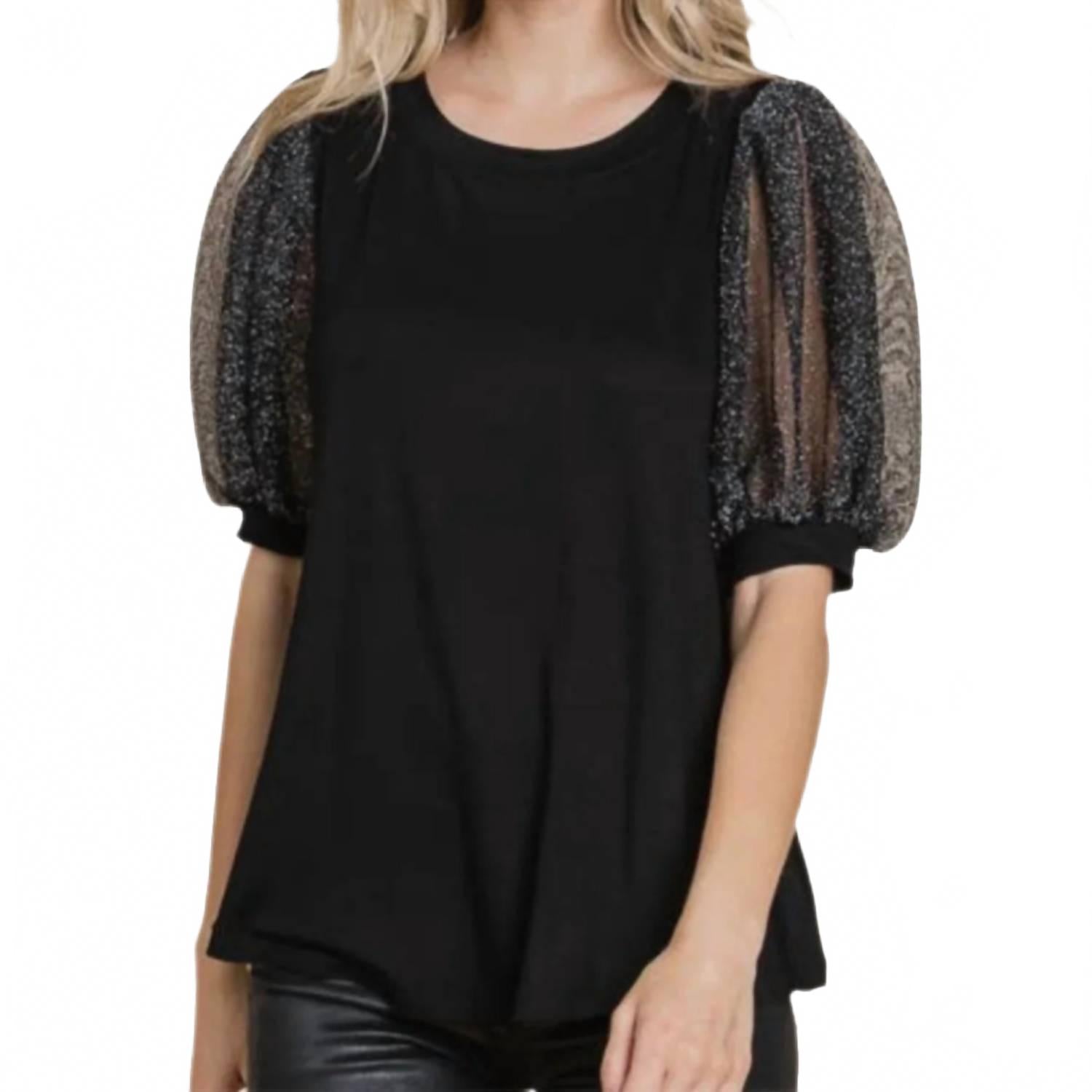 

Черный топ с пышными рукавами Emerald Collection