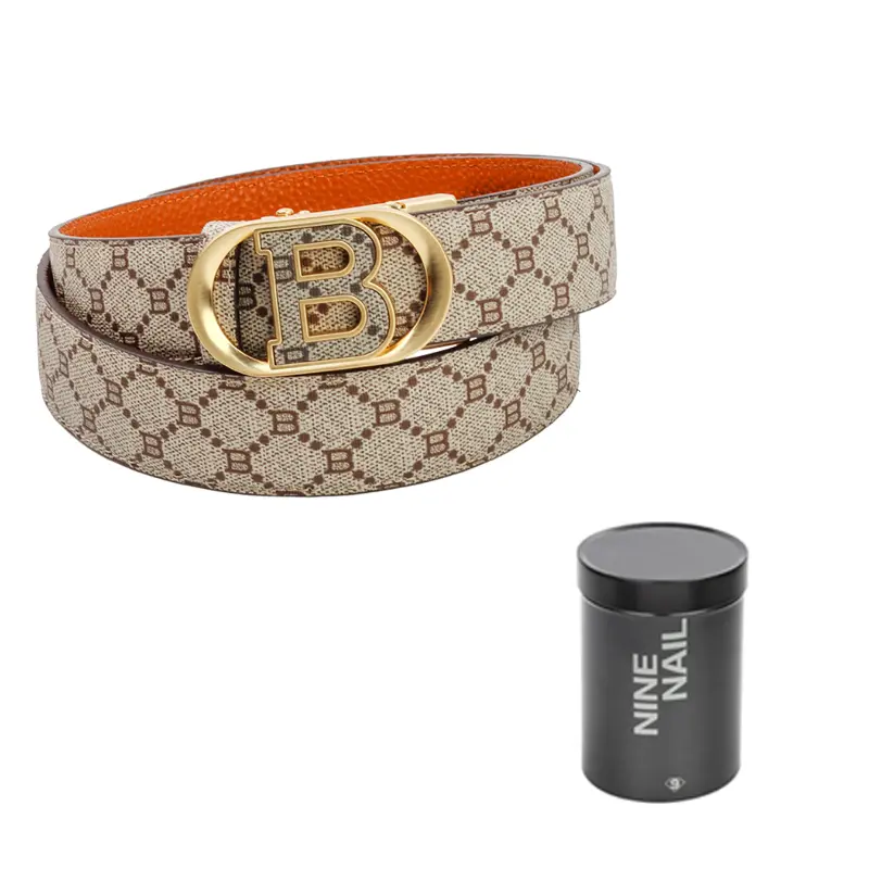 

NINE NAIL Мужской ремень из натуральной кожи коровы шириной 3,5 см, Trendy Brown