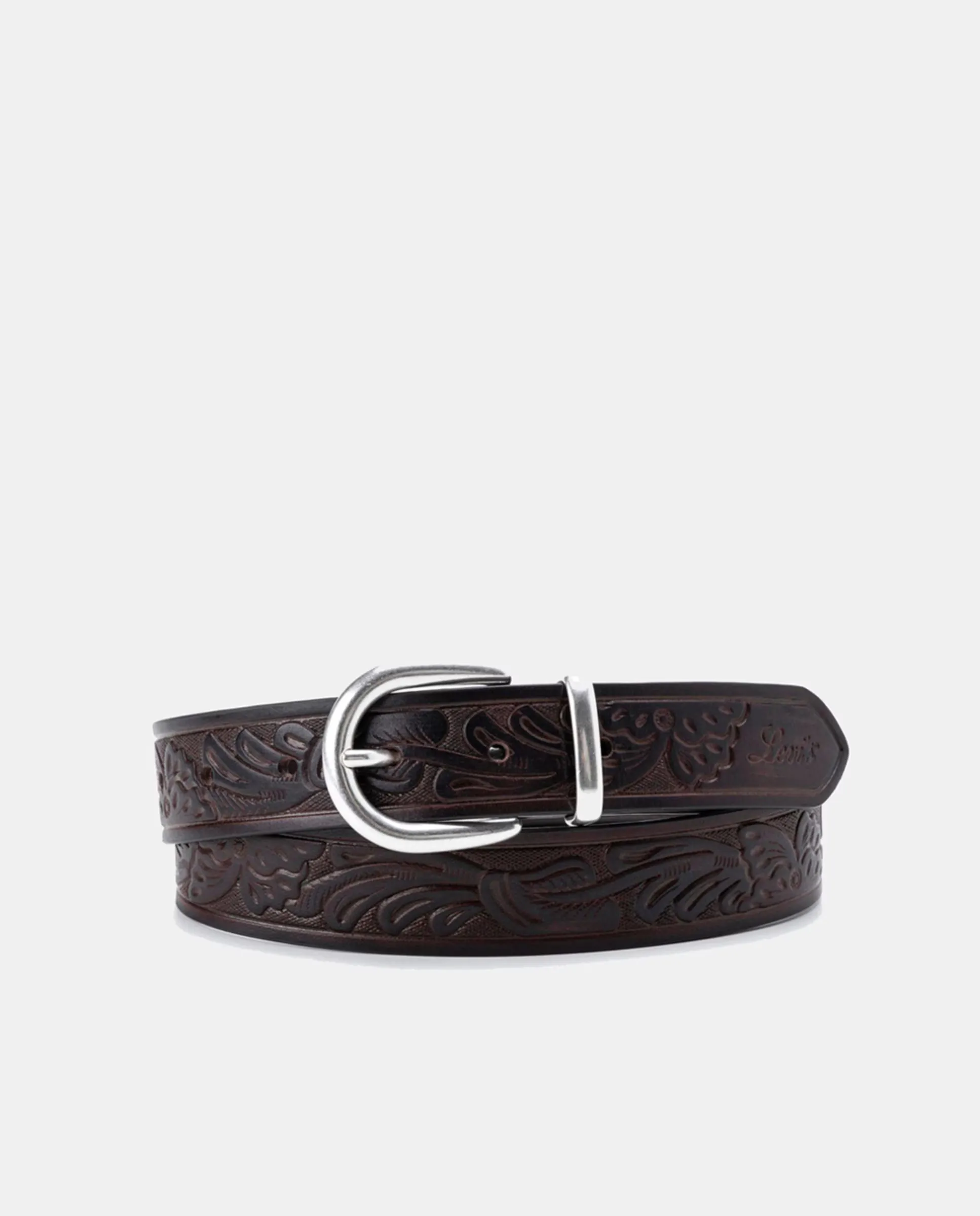 

Кожаный пояс с вышивкой Women's Phoebe Levi's, коричневый