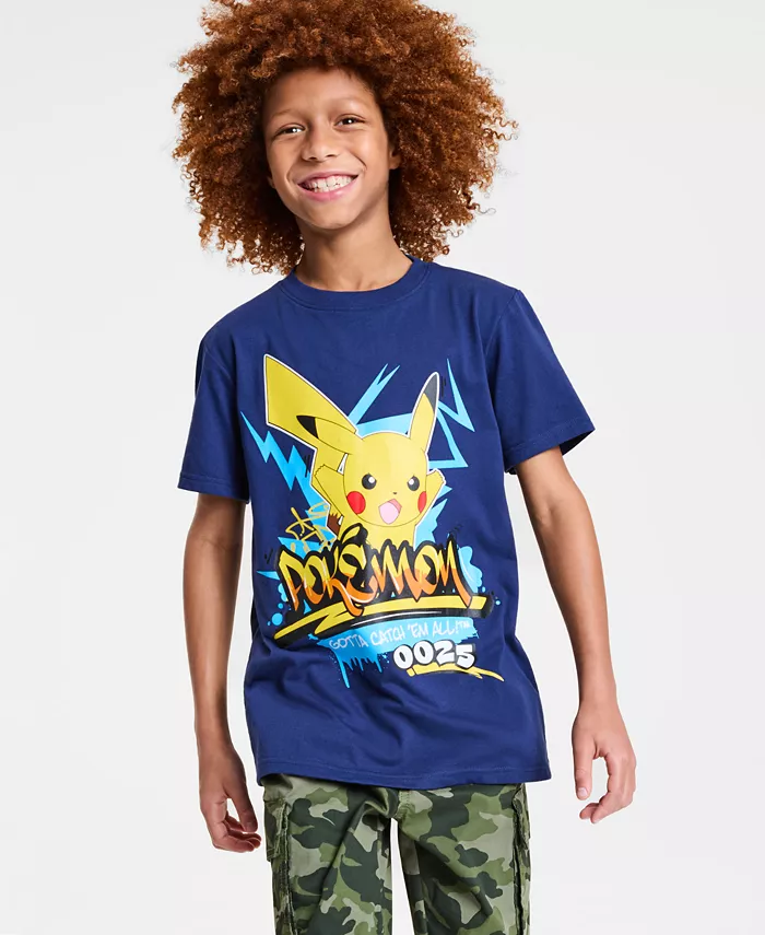 

Футболка с коротким рукавом и принтом Пикачу из Pokémon для мальчиков Little & Big Epic Threads, синий