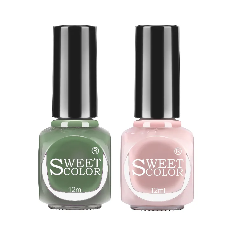SweetColor Лак для ногтей на водной основе без запаха, долговечный, без сушки, быстросохнущий SHK001+SHL016/Girlish Dance 12мл*2, SHL003+SHU20/Coca-Cola Bubble 12ml*2 — фото 3