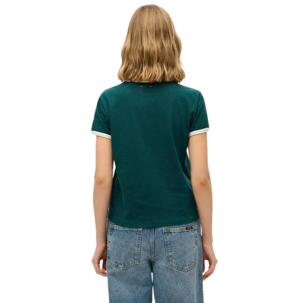 Футболка с коротким рукавом Superdry Ath Ess Ringer Fitted, зеленый — фото 2