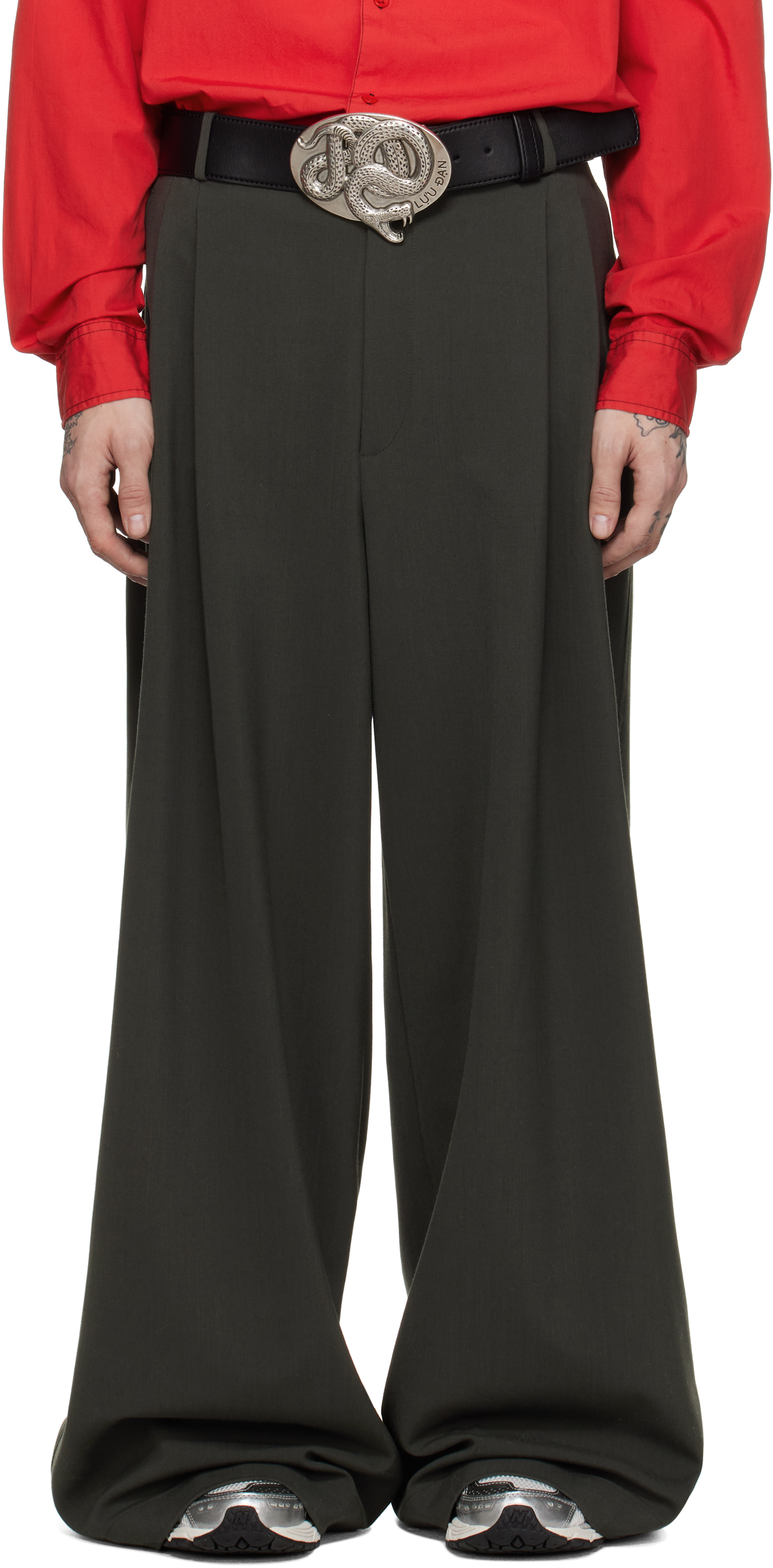 

Широкие брюки цвета хаки Jumbo LU'U DAN, Military grey