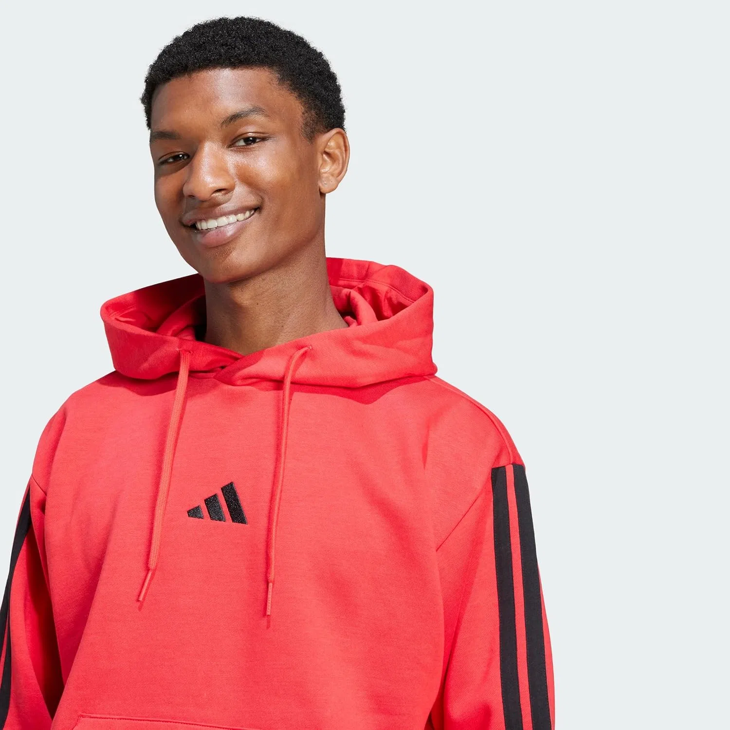 Толстовка Adidas Essential Three Stripes Fleece с капюшоном, черный — фото 3