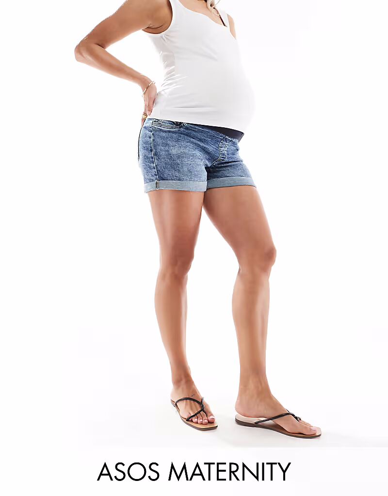 

Джинсовые шорты для беременных ASOS DESIGN Mom Maternity Comfort, цвет средне-синий