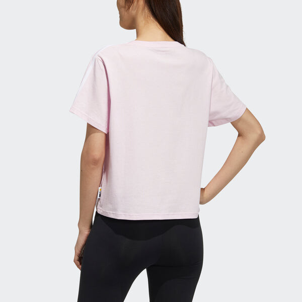 Футболка neo csmy tee2 с рисунком повседневные спортивные с коротким рукавом розовые красные Adidas, красный — фото 3