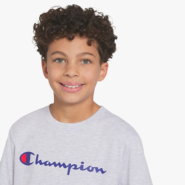 Детский сет из футболки с принтом и шорт с сеткой Champion, Grey Heather — фото 3
