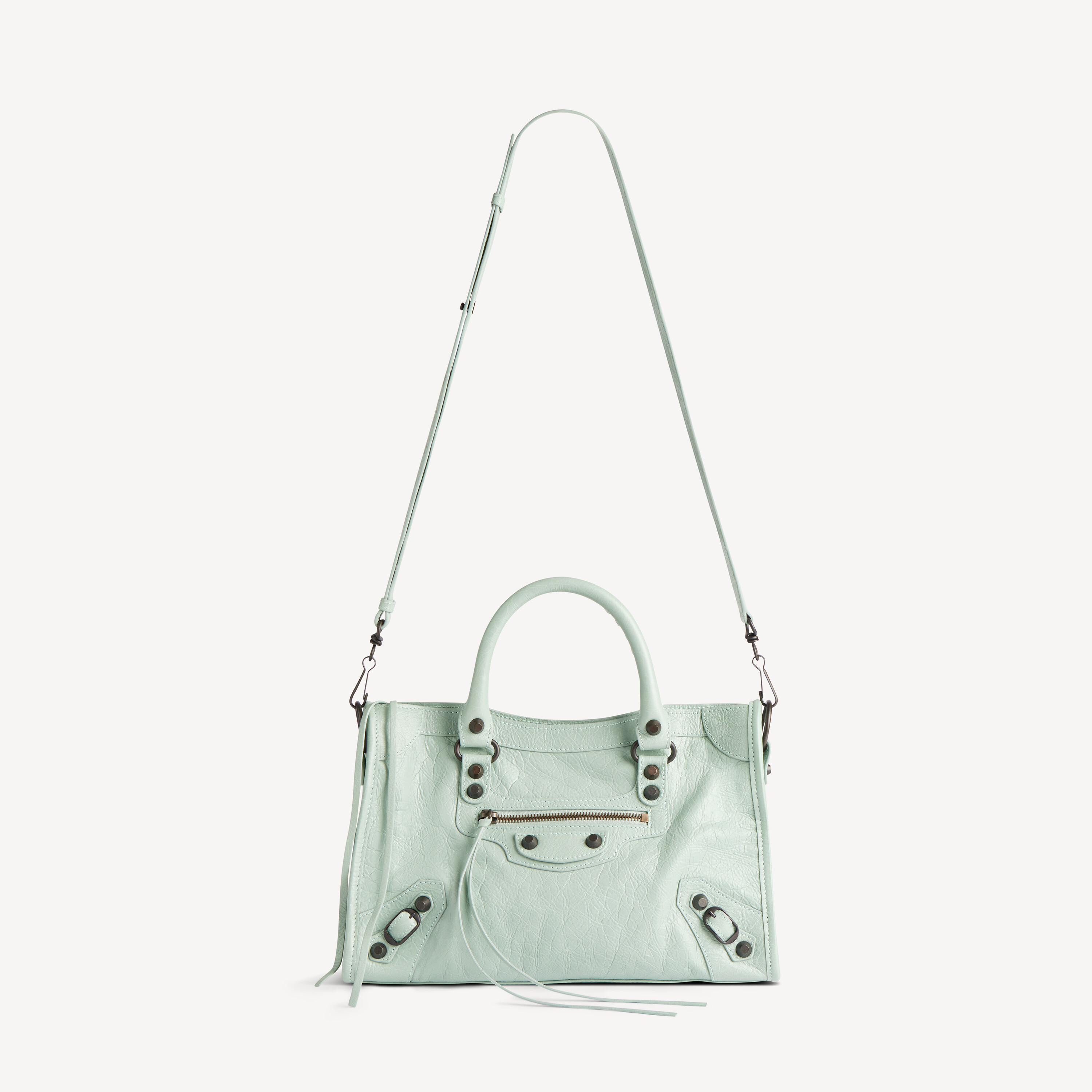 BALENCIAGA Женская сумка Le City Small в оттенке минеральный зеленый — фото 4