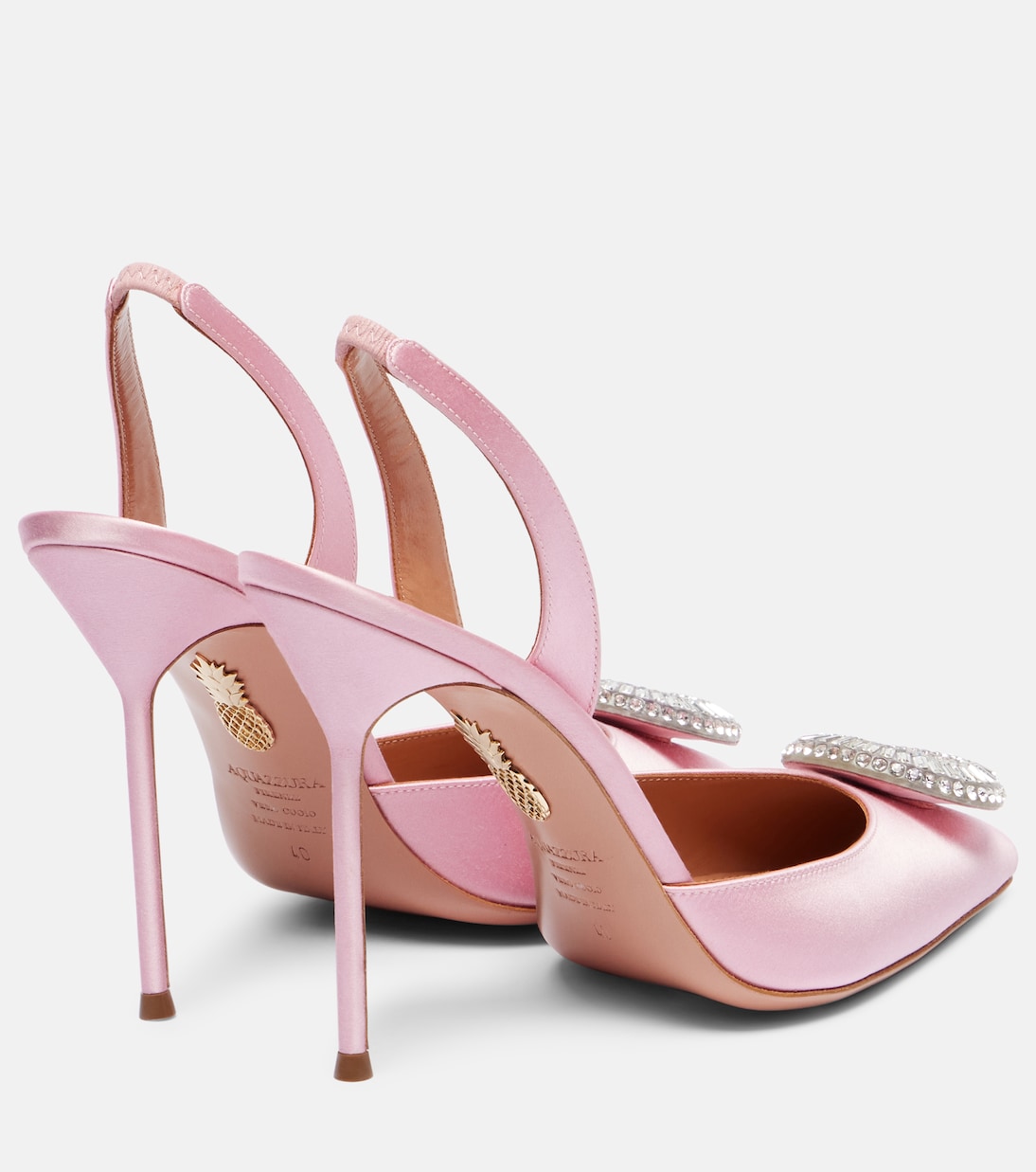 Кристальные обручи 105 атласные туфли-лодочки на ремешке Aquazzura, Light Rose — фото 2