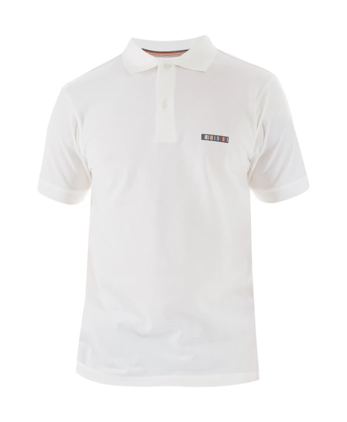 

Классическая поло-рубашка в разноцветную полоску с вышивкой. Paul Smith, белый