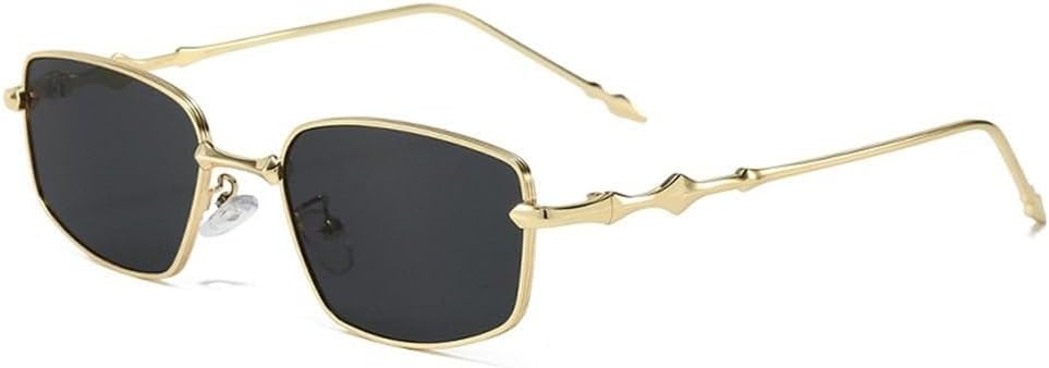 

Солнцезащитные очки с металлической оправой, защищающие от синего света, с нестандартной формой, винтажным дизайном и защитой от УФ-излучения UV400 KTUCN, Gold-black Gray