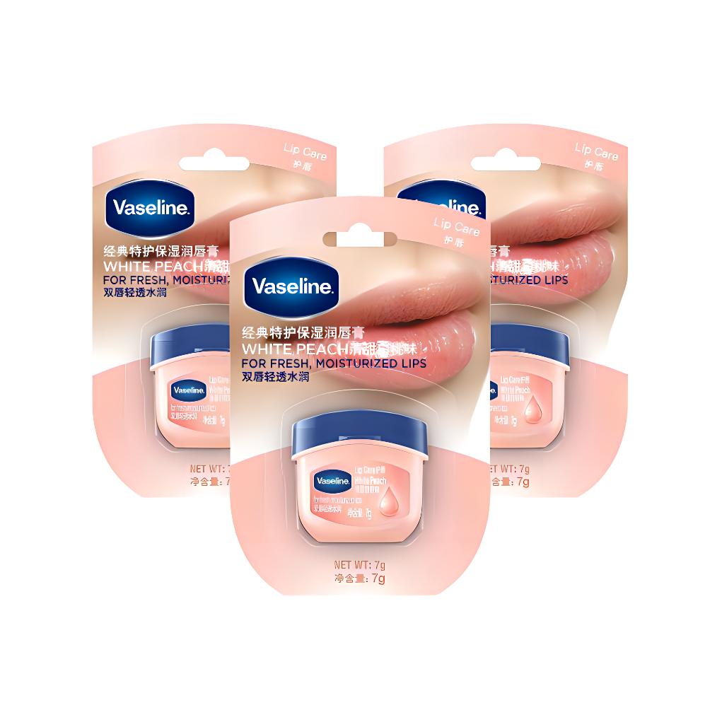 Vaseline Бальзам для губ Sweet White Peach Small Q Can стягивающий, увлажняющий, питающий, восстанавливающий 7г — фото 2