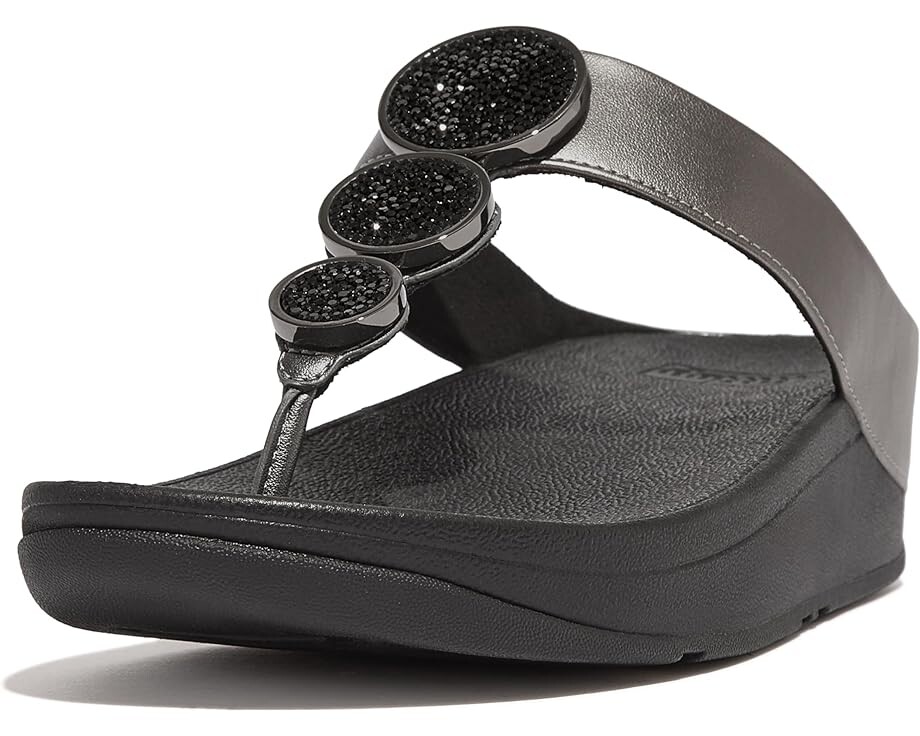 

Сандалии FitFlop Halo Bead-Circle Metallic Toe-Post Sandals, черный