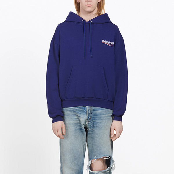 Свитер loose cotton hoodie blue Balenciaga, синий — фото 3