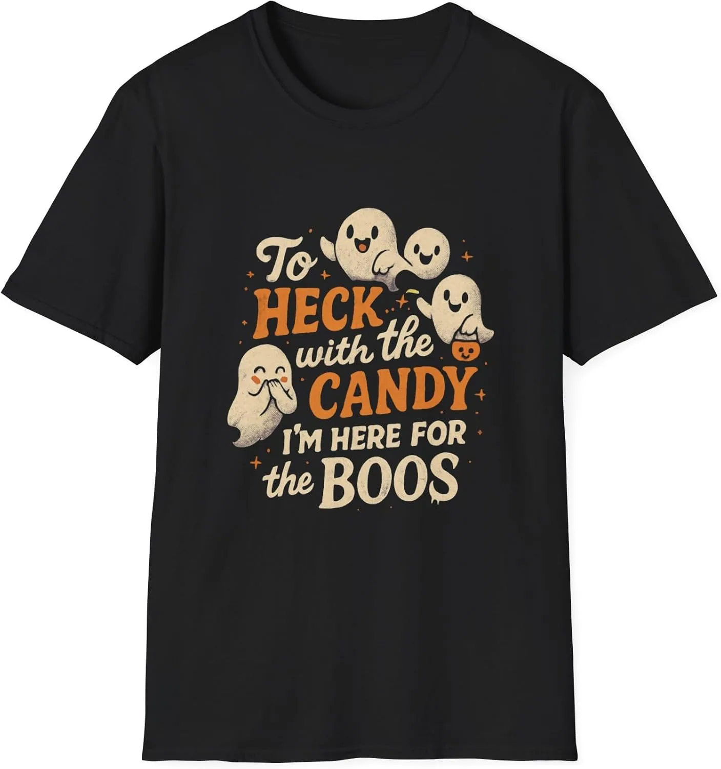 Футболка с юмором на Хэллоуин, смешной призрак, фраза "Trick or Treat", подарок для вечеринки, Unisex Softstyle Tee GENERIC, черный