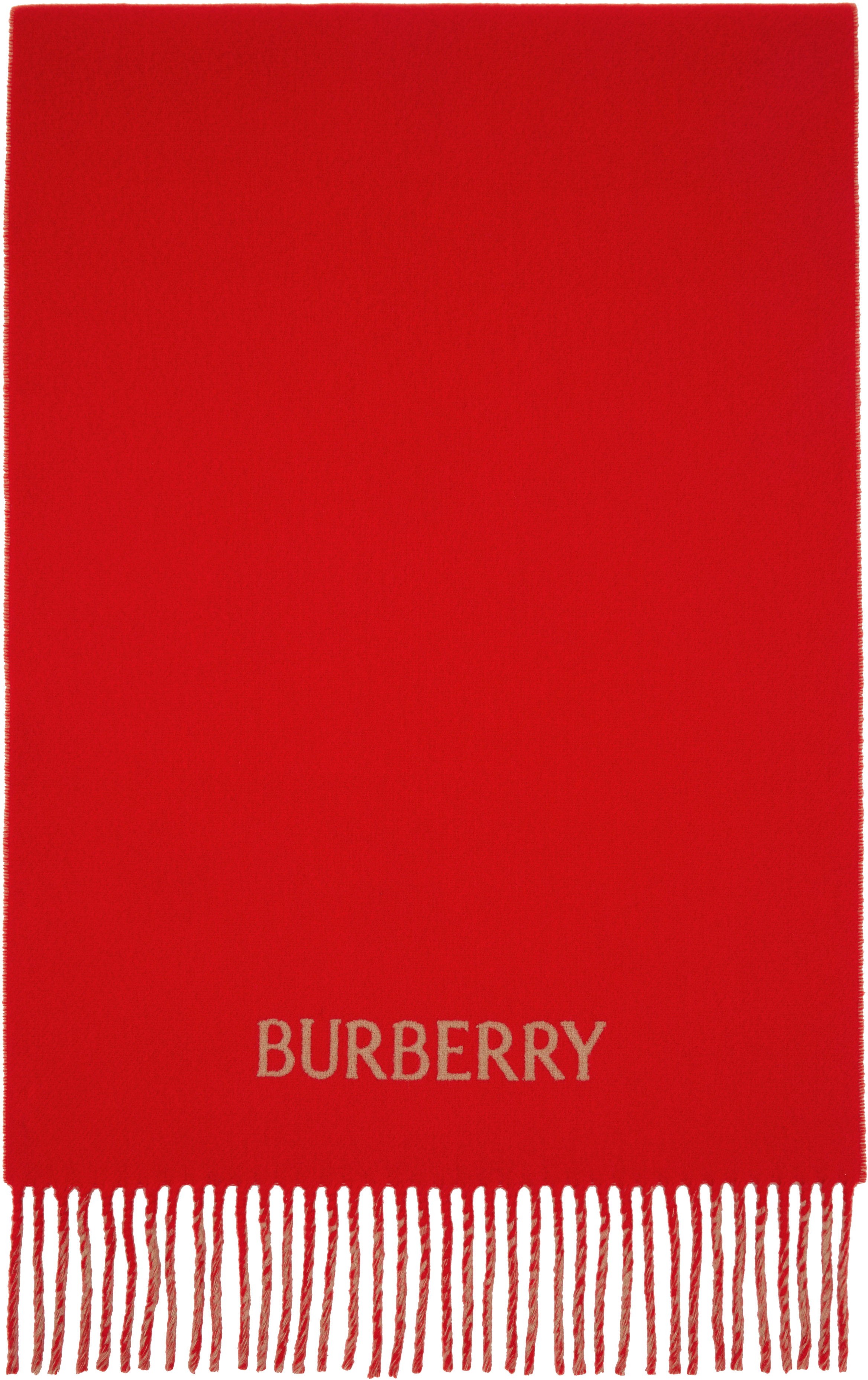 

Двухсторонний кашемировый шарф EKD бежевого и красного цвета Burberry