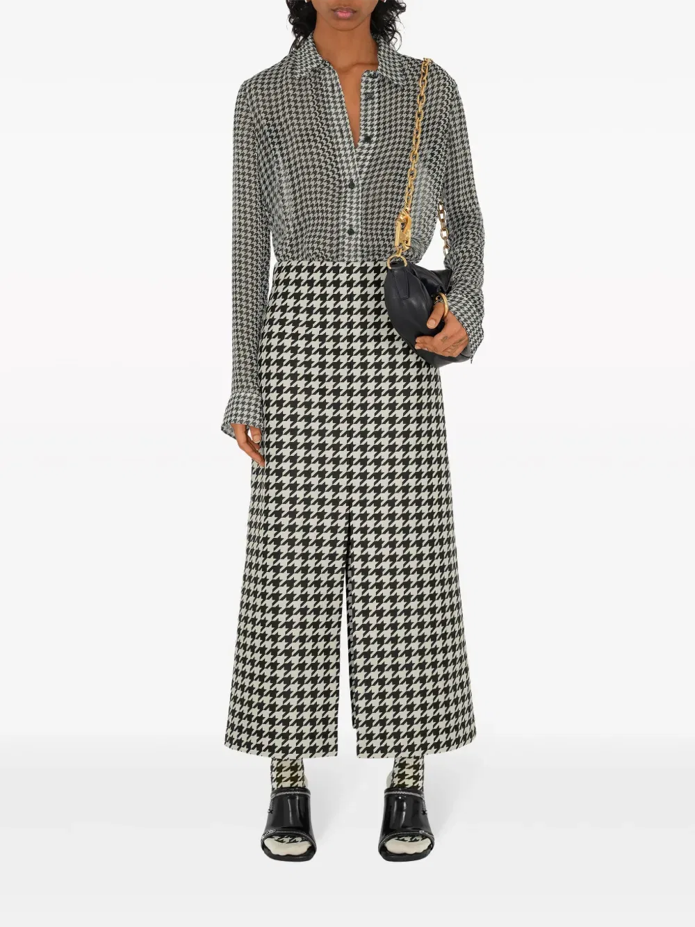 Юбка Burberry, женская, узор «гусиная лапка», черный — фото 2