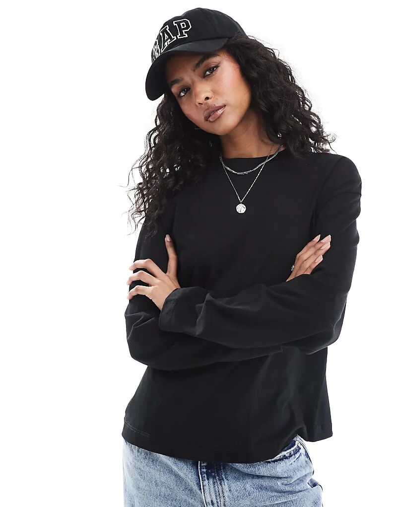

Футболка большого размера с длинными рукавами черного цвета Pull&Bear