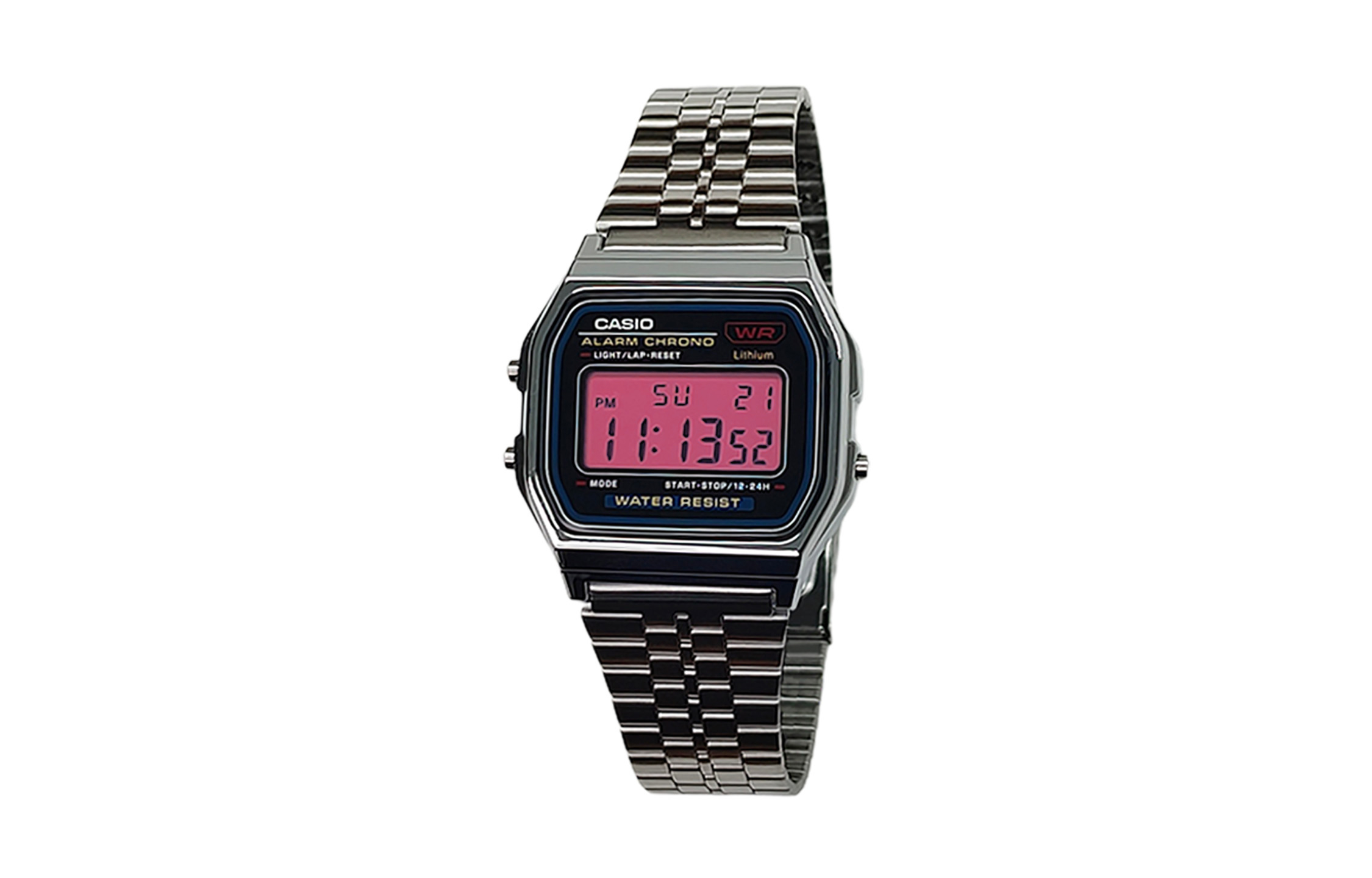 

CASIO Часы Retrofit Series Quartz Movement Stainless Steel Strap Watch Men's Watch Black Dial, Black Dial with Pink Crystal Lens