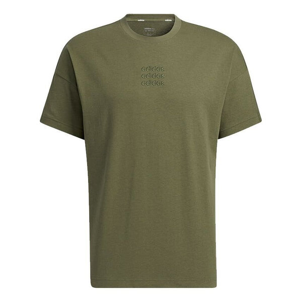 

Футболка neo m icons c+ tee back large logo printing sports short sleeve green Adidas, зеленый