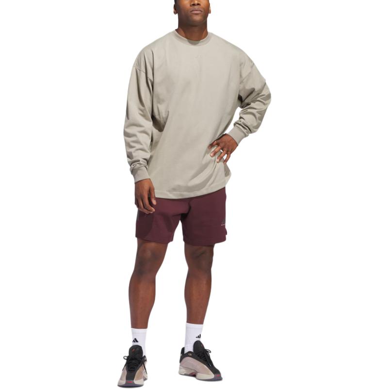 С AdiClub баскетбольная футболка с длинным рукавом унисекс Adidas, Light Sesame Taupe — фото 3