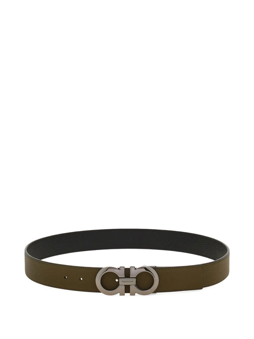 

Двусторонний ремень с декором Gancini Ferragamo, зеленый