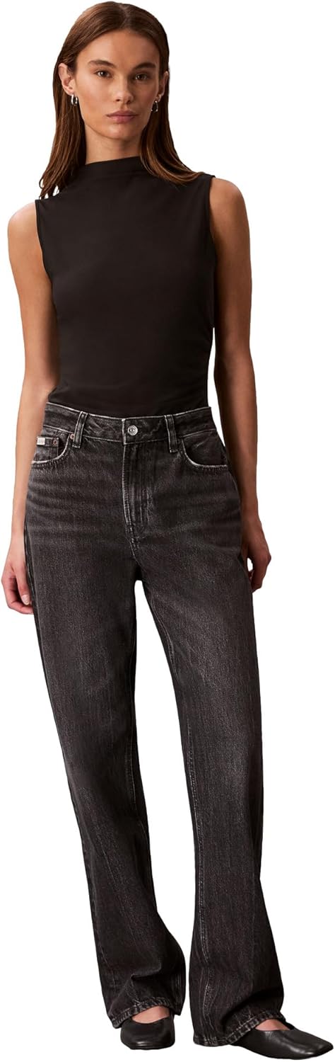 

Женский креповый топ с воротником-стойкой Calvin Klein, Black