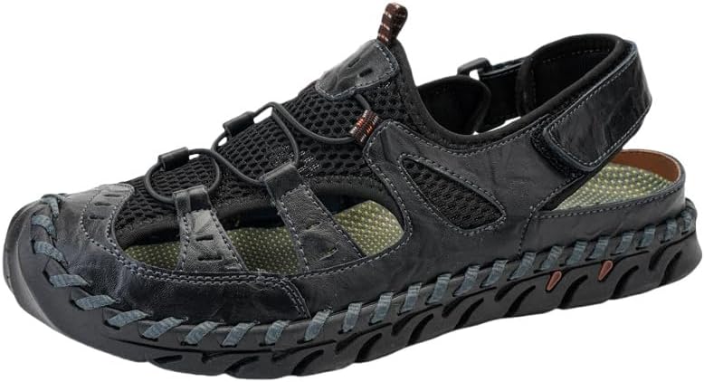 

Мужские спортивные сандалии с закрытым носком - быстро сохнущая водоотталкивающая модель, противоскользящая подошва, дышащие повседневные пляжные и прогулочные туфли Clolinde, черный