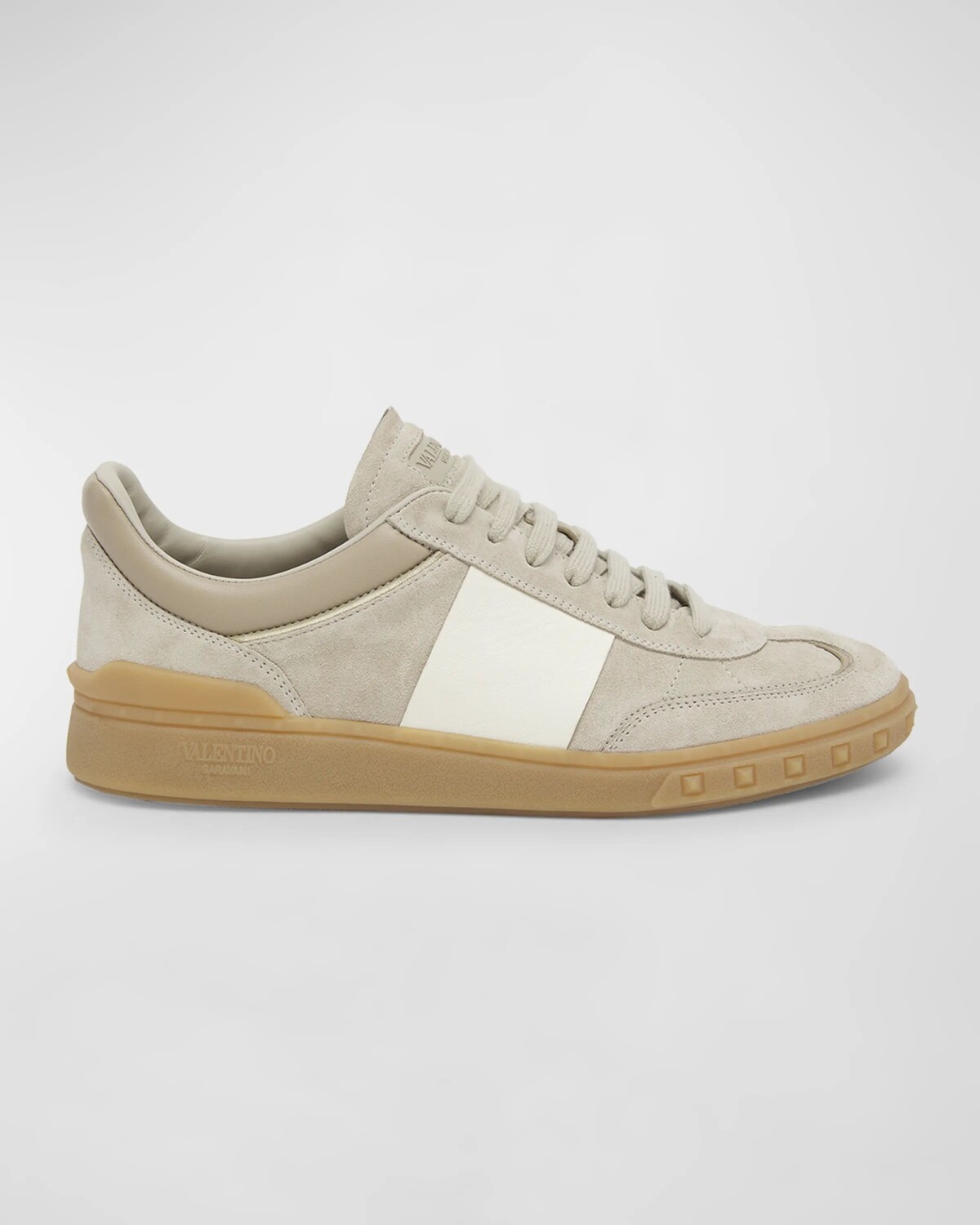 Низкие кеды Upvillage в двухцветную полоску Valentino Garavani, цвет Rock Beige/Ivory